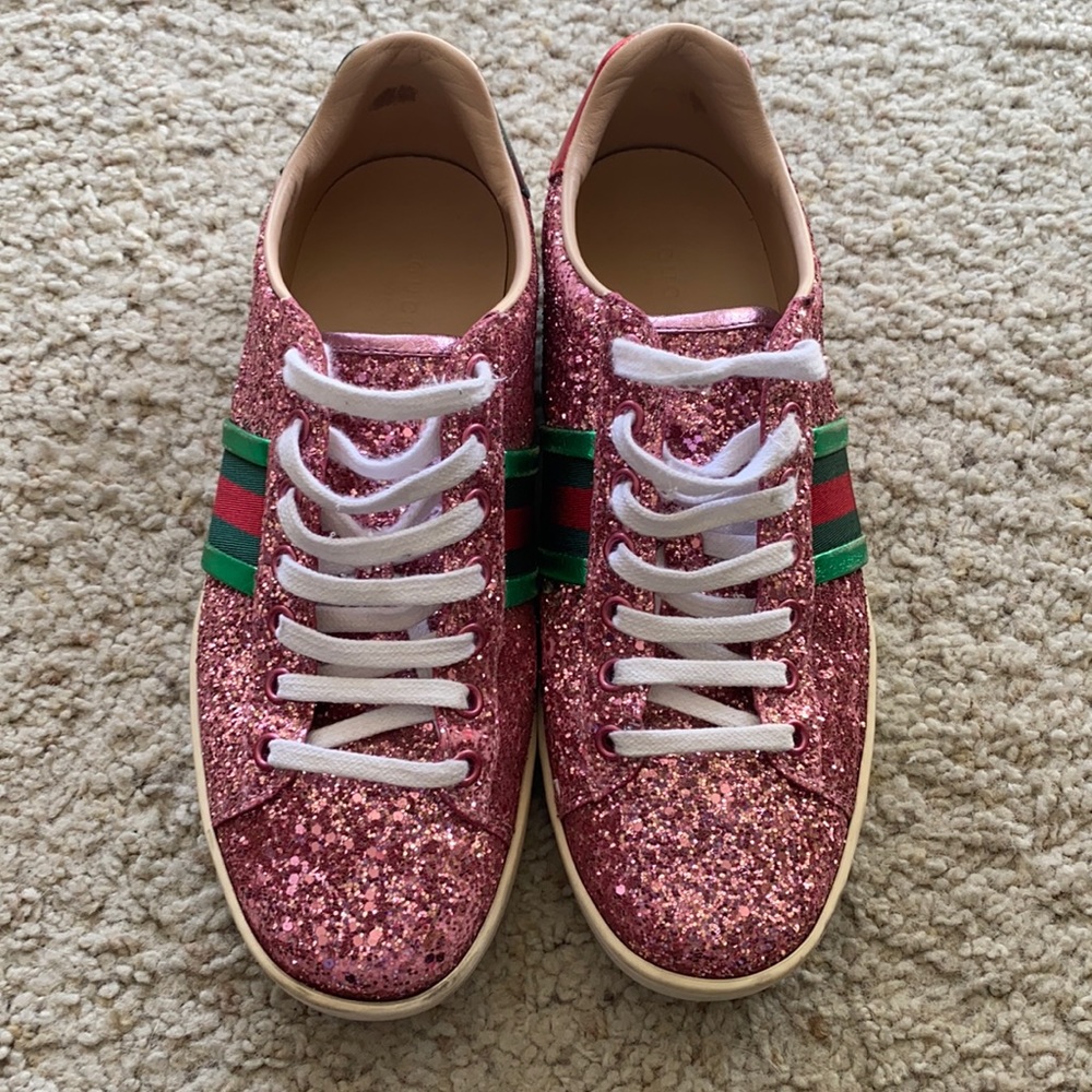 Gucci Pink Glitter New Ace Sneaker
